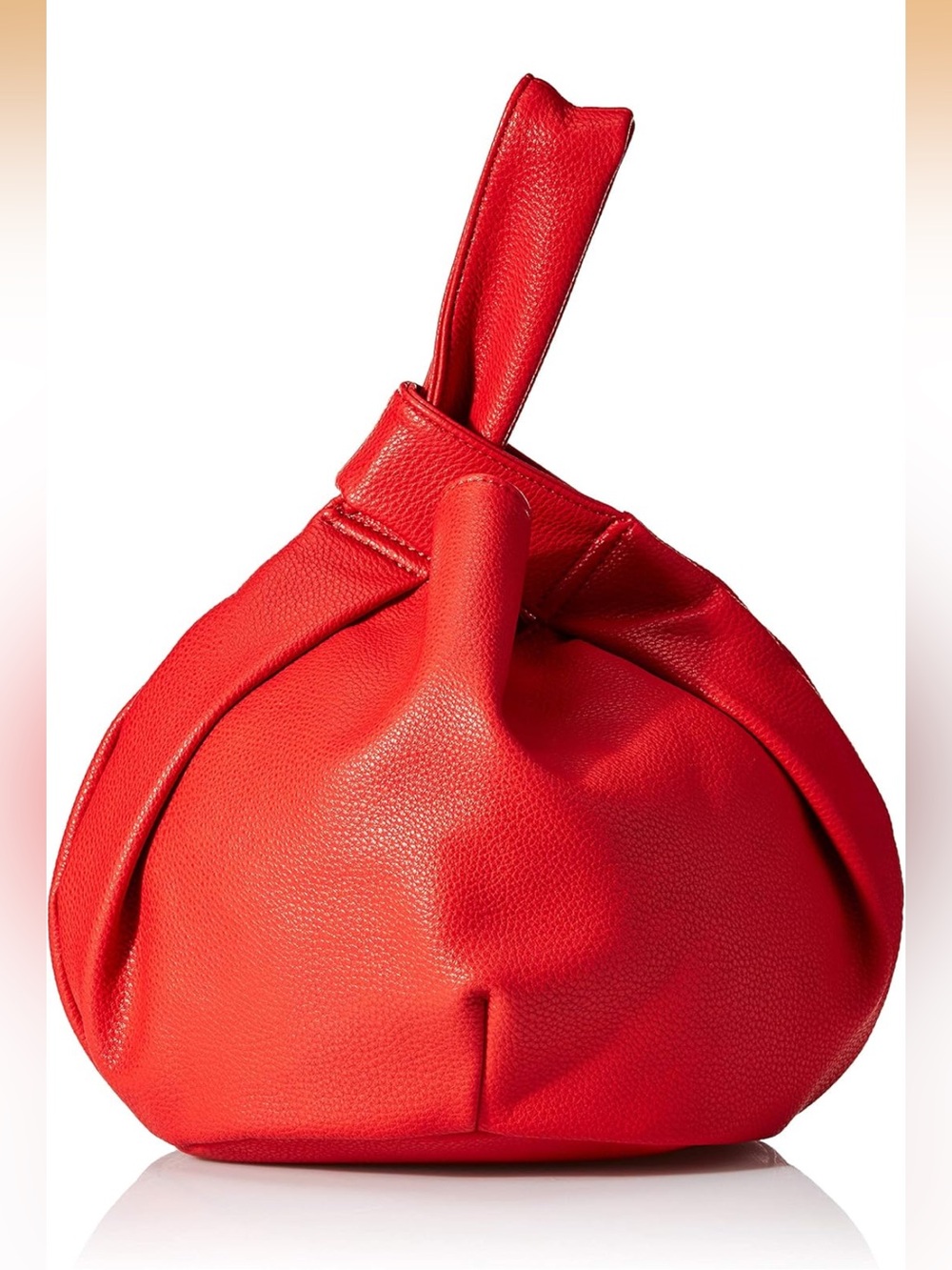 The Drop Avalon Red Knotted Wristlet Clutch Bucket Bag Faux Leather Pouch